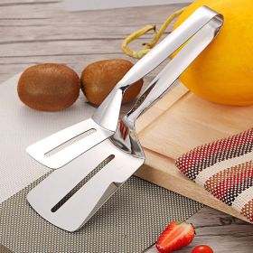 1pc 304 Stainless Steel Steak Clip; Food Tongs; Barbecue Tongs; Frying Spatula Tongs; 2 In 1 Cooking Tong For Outdoor BBQ