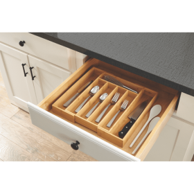 Better Homes & Gardens Natural Bamboo Expandable Silverware Organizer, 13.98 x 10.04-15.35 x 1.97 inches