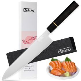 Qulajoy Classic 9 Inch Japanese Gyuto Chef Knife - Handcrafted VG-10 Steel Core Forged Mirror Blade - Octagonal Ebony Wood Handle With Sheath (Option: Gyuto)