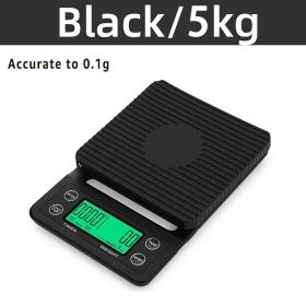 3kg/0.1g Digital kitchen Weight Grams Electronic Balance High Precision Coffee Scale Portable With Timer Food Espresso Powder (Color: Black 5kg 0.1g, Ships From: China)