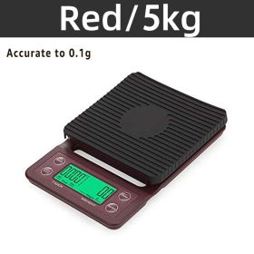 3kg/0.1g Digital kitchen Weight Grams Electronic Balance High Precision Coffee Scale Portable With Timer Food Espresso Powder (Color: Red 5kg 0.1g, Ships From: China)