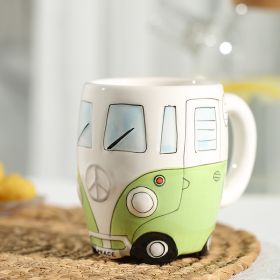 Creative Ceramic Bus Cup Interesting Milk Coffee Mug (Color: Green, Capacity: 301-400ml)