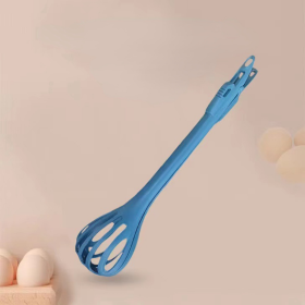 1pc; Multifunctional 3-in-1 Egg Whisk Food Holder Noodle Holder Baking Tool Egg Stirrer Manual Whisk 1 Pack 11.02''×2.76'' (Color: Blue)