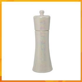 Ceramic Body Manual Salt and Pepper Mill (Color: pearl white)