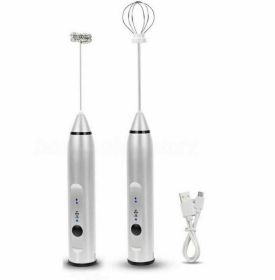 Milk Frother Drink Foamer Whisk Mixer Stirrer Coffee Eggbeater Kitchen (Color: Silver, Type: Frother)