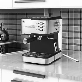 Geek Chef Espresso Machine - 20 Bar Pump Coffee Maker with Milk Frother (Style: Silver + Steel)