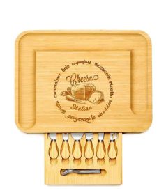 Kitchen Natural Bamboo Cutting Board Bamboo Cheese Board Set (Color: Natural, size: 17.5 in)